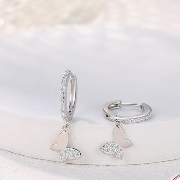 Kate Spade Silver Small Butterfly Hoop Earrings | Kate Spade Insipired Jewelry - Picture 5 of 7